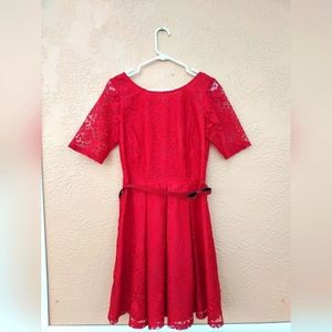 Julian Taylor Red Lace Dress Short Sleeves Size 10